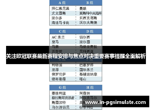 关注欧冠联赛最新赛程安排与焦点对决重要赛事提醒全面解析 关注欧冠联赛最新赛程安排与焦点对决重要赛事提醒全面解析